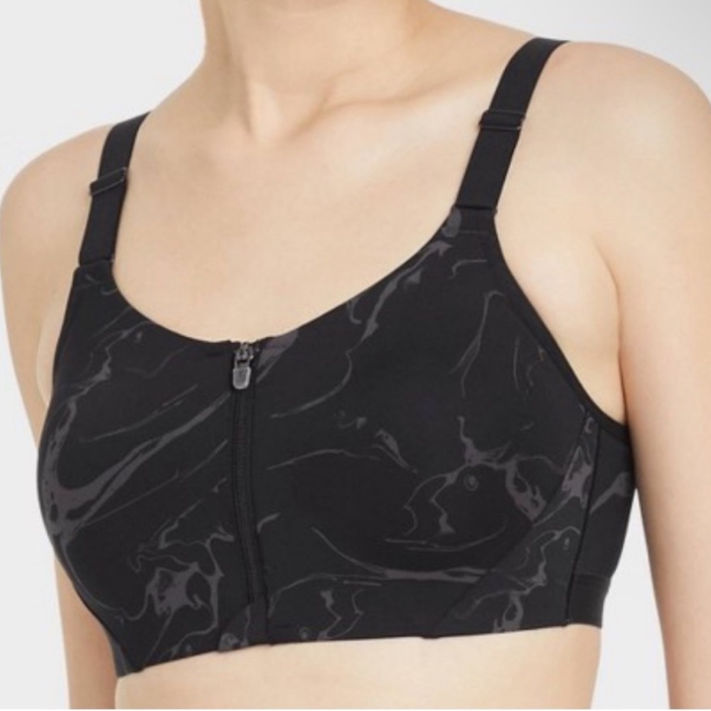 All in Motion Jet Black Print High Support Sculpt Zip-Front Mesh Crossback Bra
